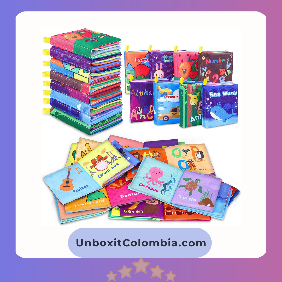 Libros de baño para bebés, tela suave no tóxica paquete de 8