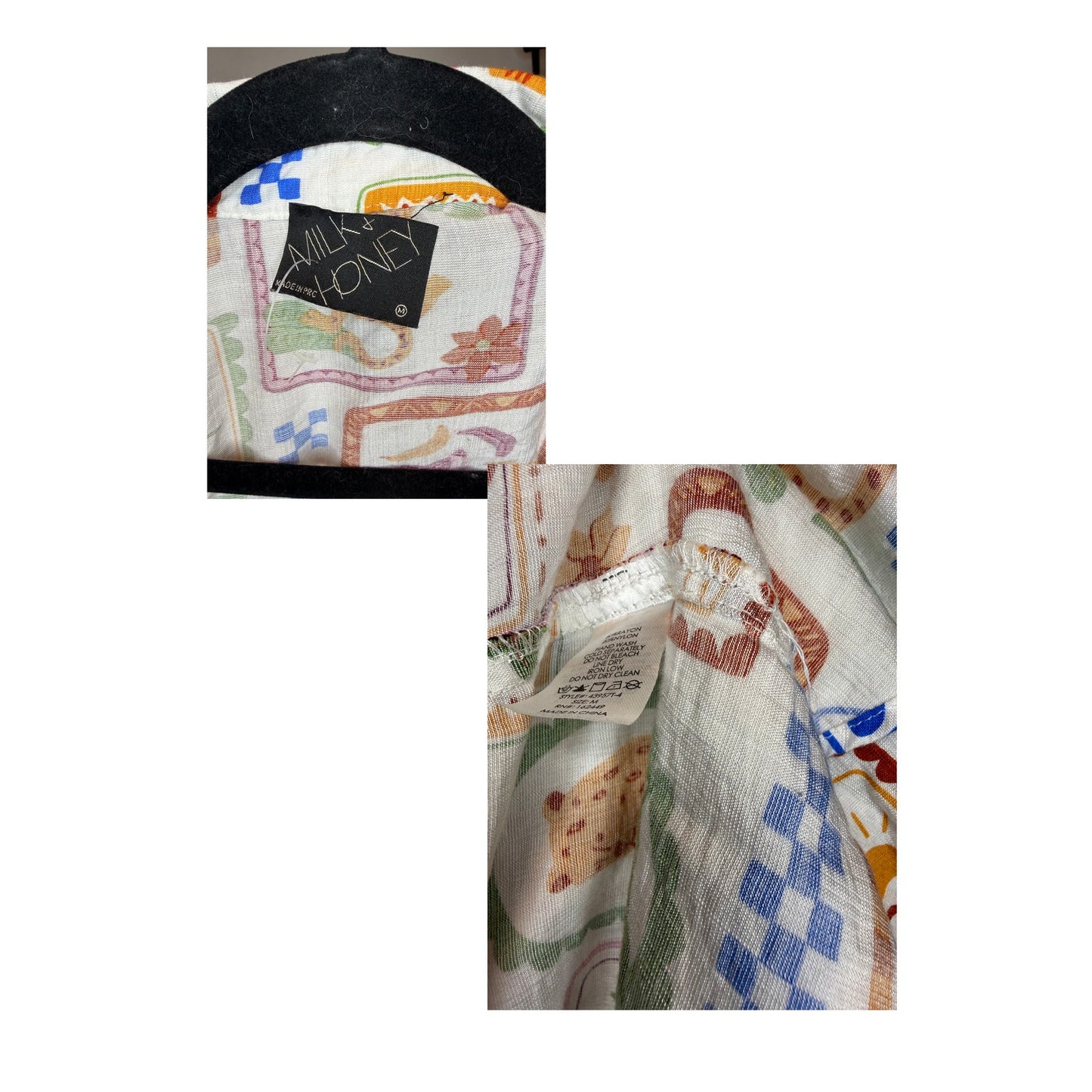 MILK & HONEY - Camisa oversize de manga corta con estampado vibrante talla M