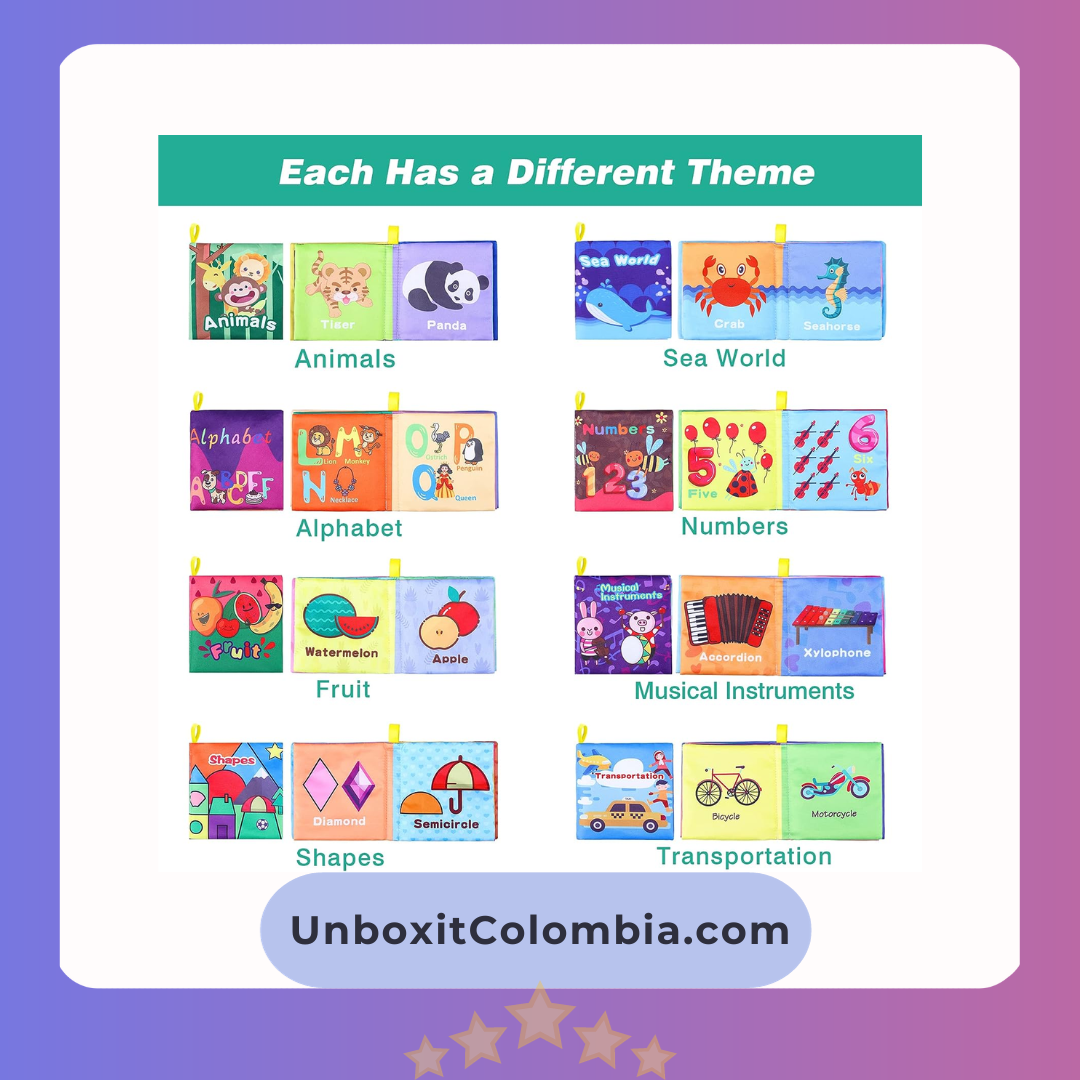 Libros de baño para bebés, tela suave no tóxica paquete de 8