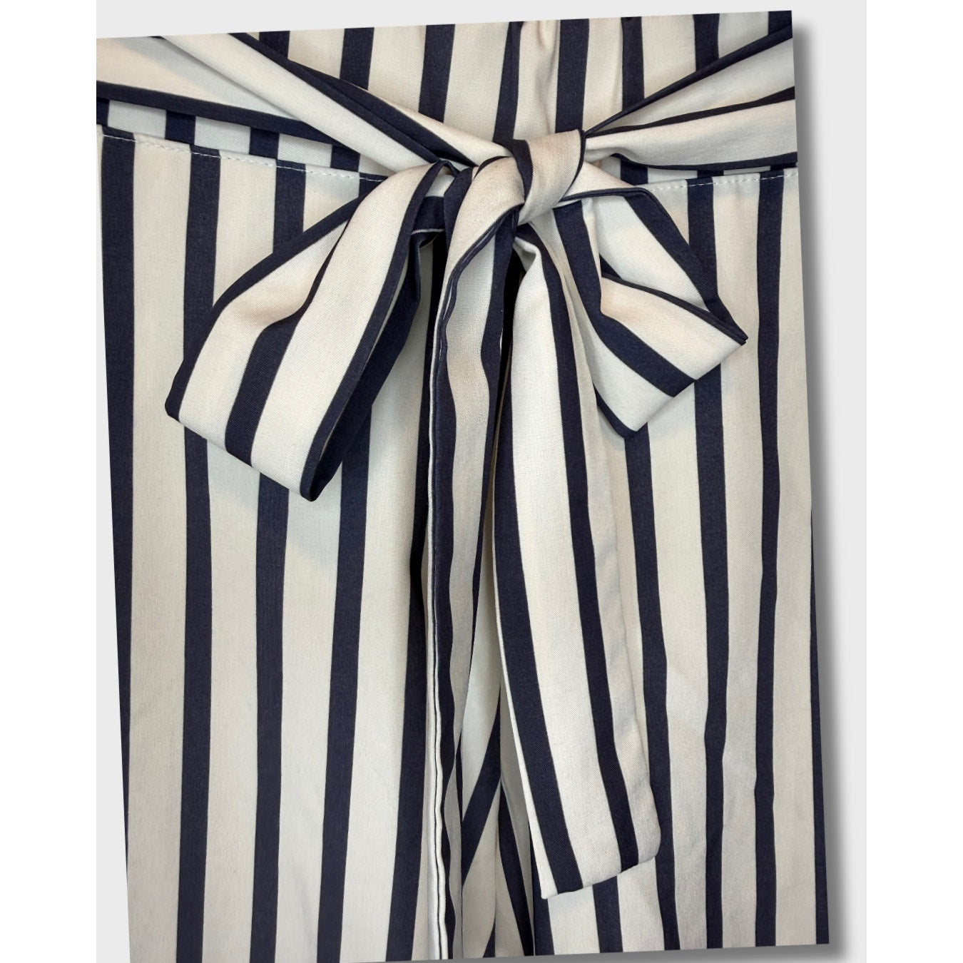 LOGUIN - Pantalón ancho de mujer a rayas blanco y negro Talla 8