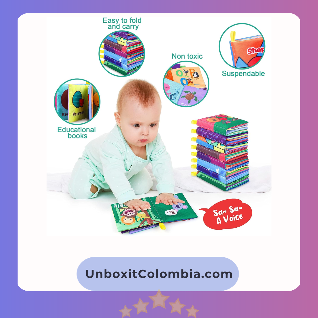 Libros de baño para bebés, tela suave no tóxica paquete de 8