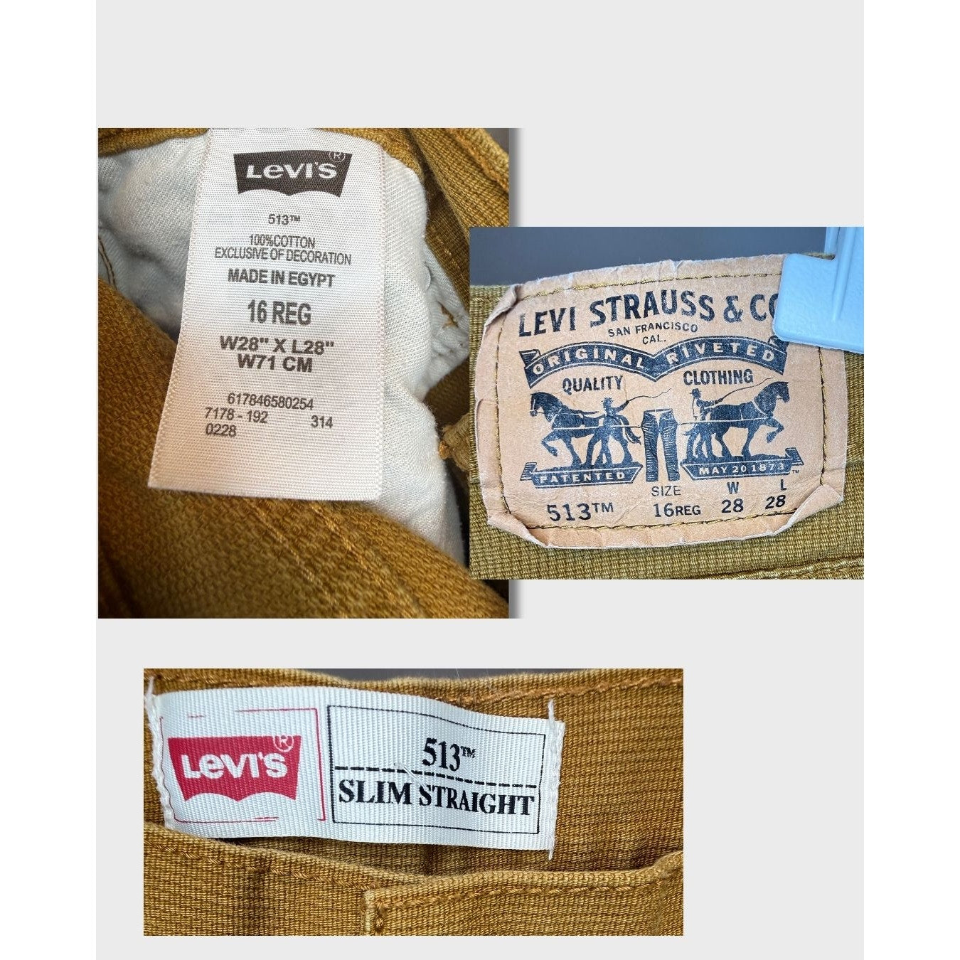 LEVI´S - Jeans 513 Slim Straight para hombre (mostaza) talla W28 x L28