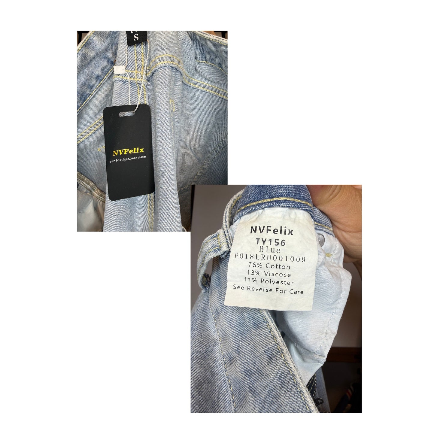 NVFelix - Women’s wide-leg jeans with a light blue distressed wash and knee rips