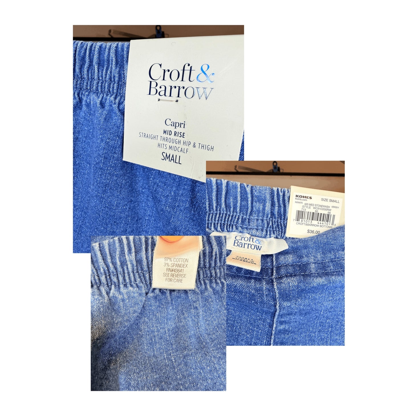 CROFT & BARROW - Mid-rise skimmer jeans with lattice hem detailing size S