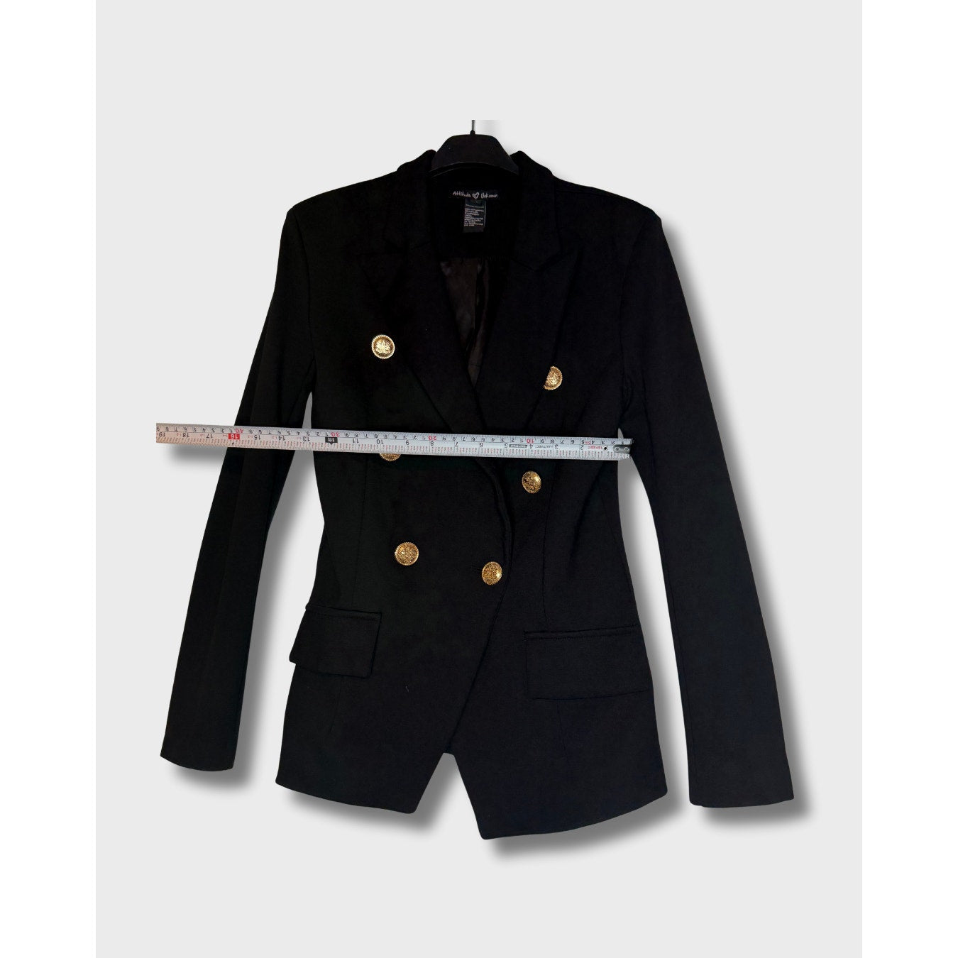 Attitude Unknown - Blazer negro cruzado con botones dorados Talla Xs
