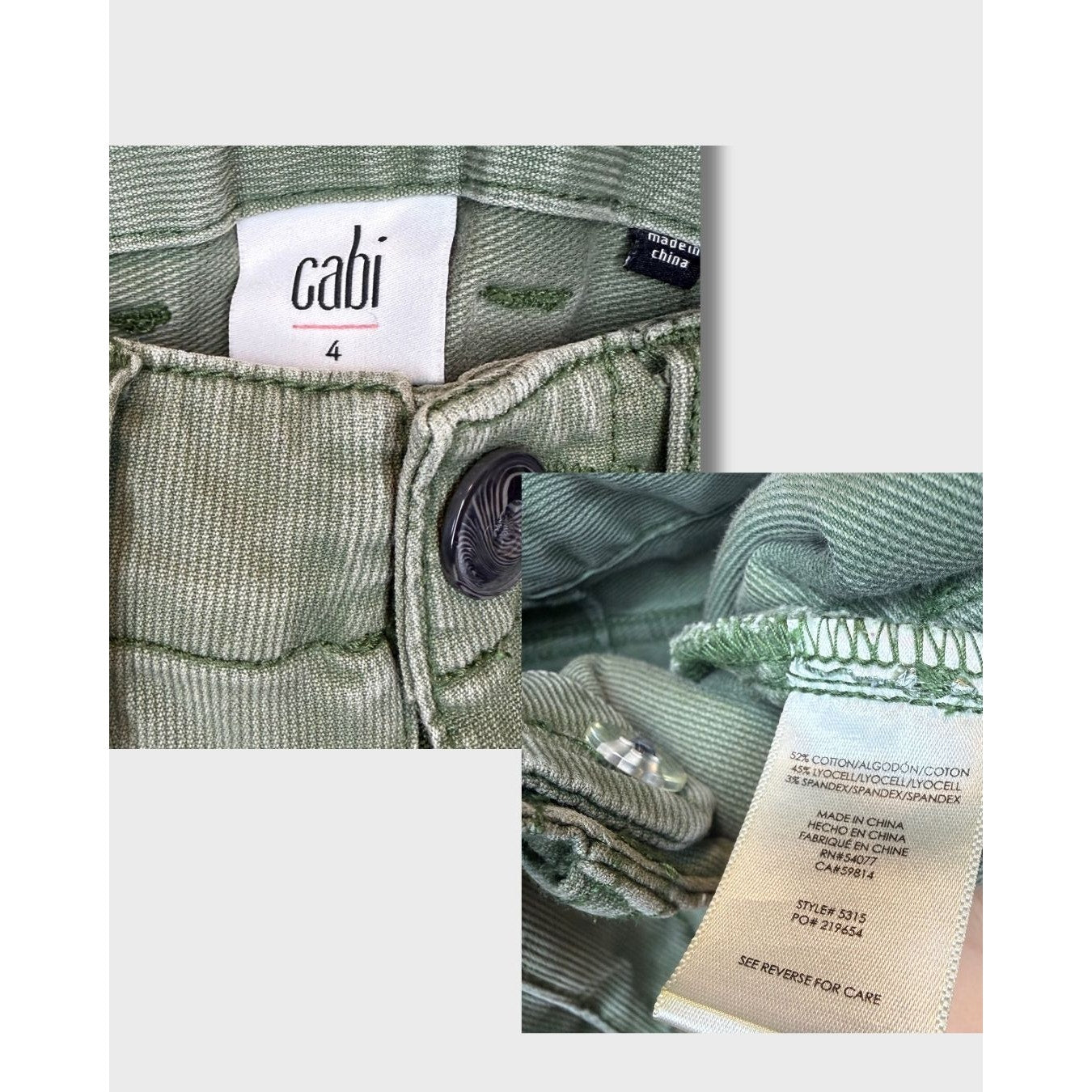CABI - Women’s olive green cargo pants size 4
