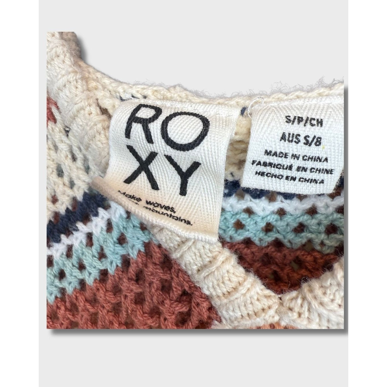 ROXY - Suéter estilo poncho con capucha en tejido de punto abierto talla S