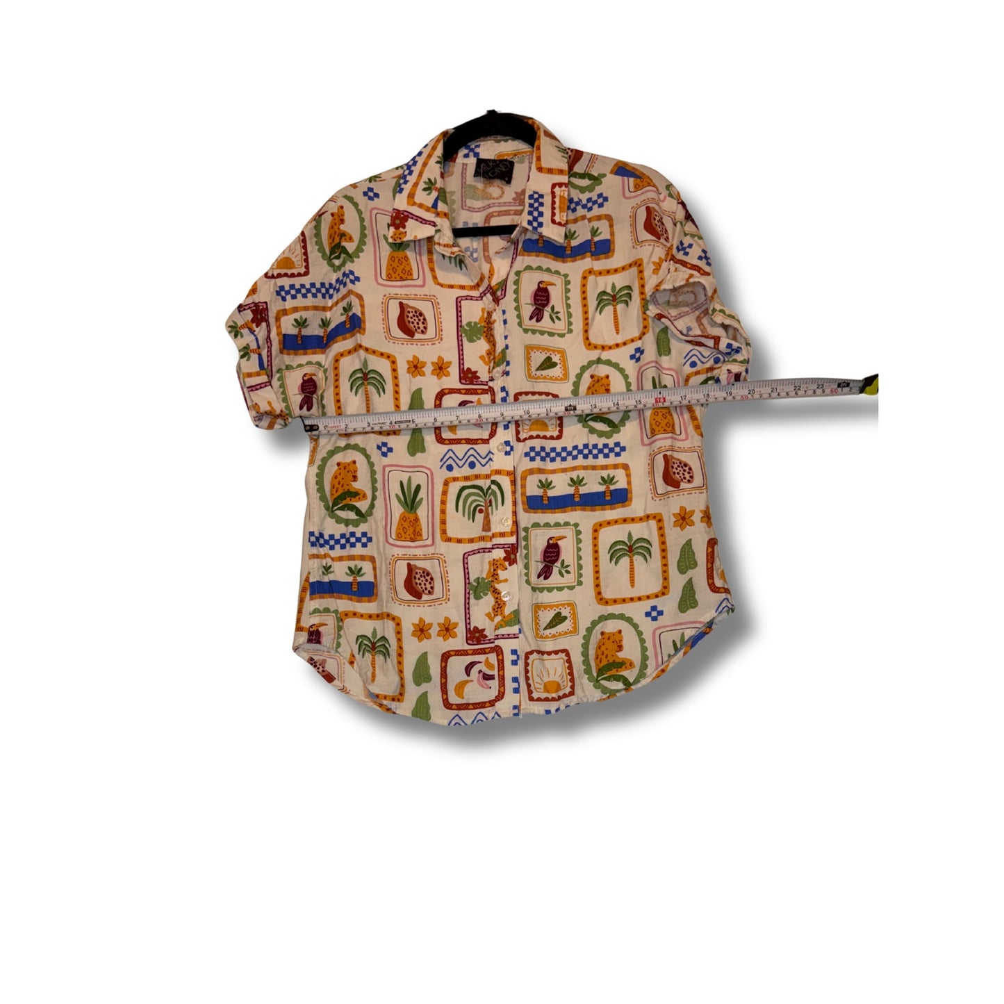 MILK & HONEY - Camisa oversize de manga corta con estampado vibrante talla M