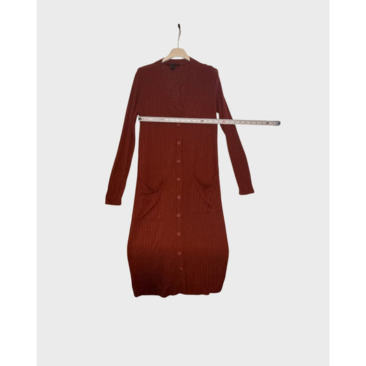 Jersey largo de punto acanalado vino tinto- Forever 21