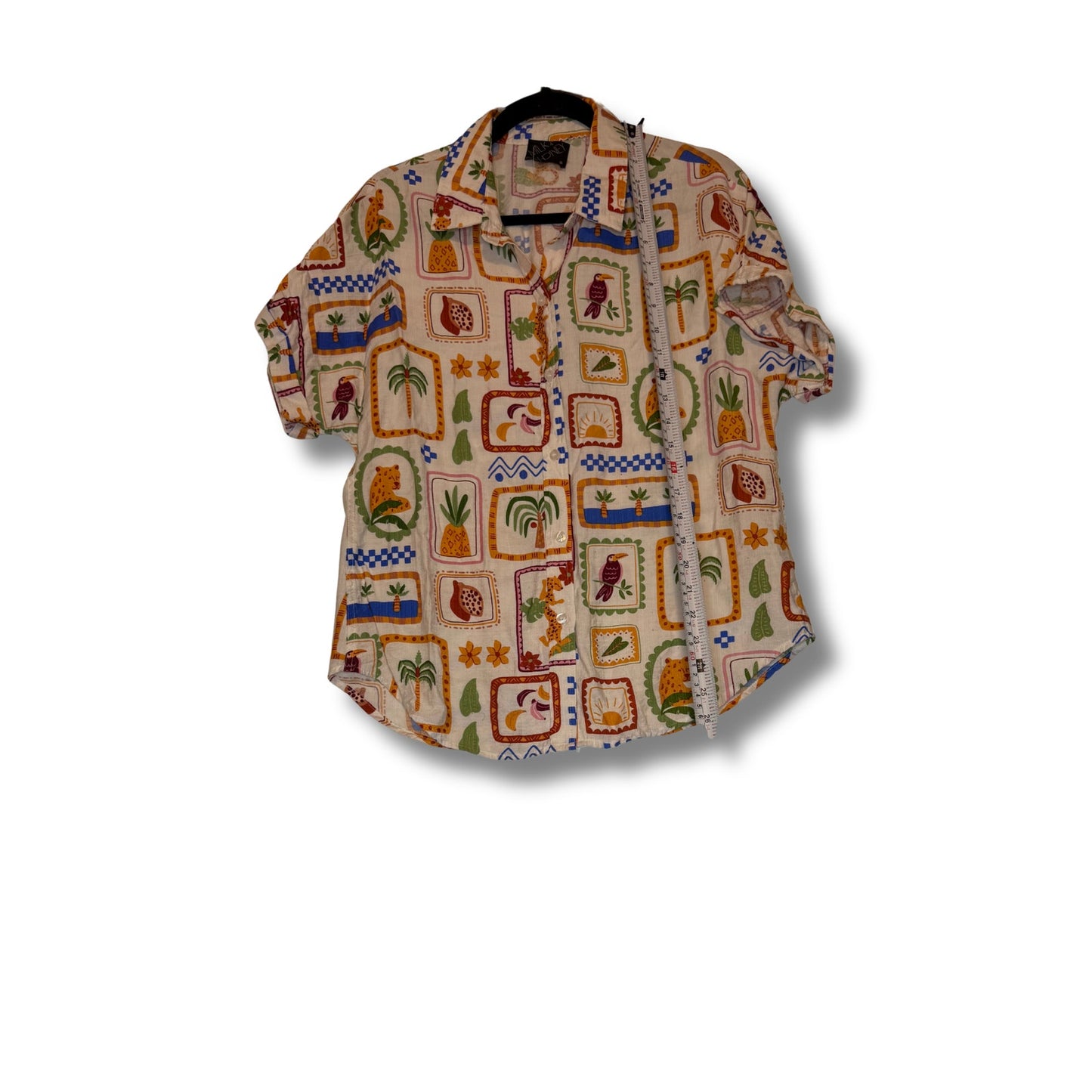 MILK & HONEY - Camisa oversize de manga corta con estampado vibrante talla M