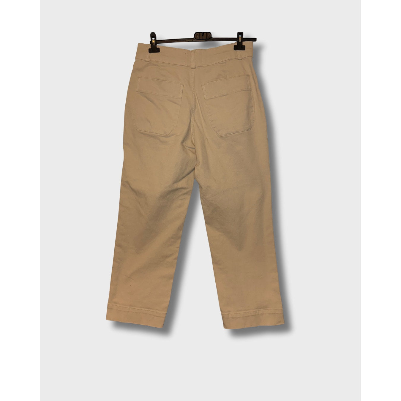 Everlane Pantalón chino beige de tiro medio, corte recto al tobillo, con stretch, talla 10