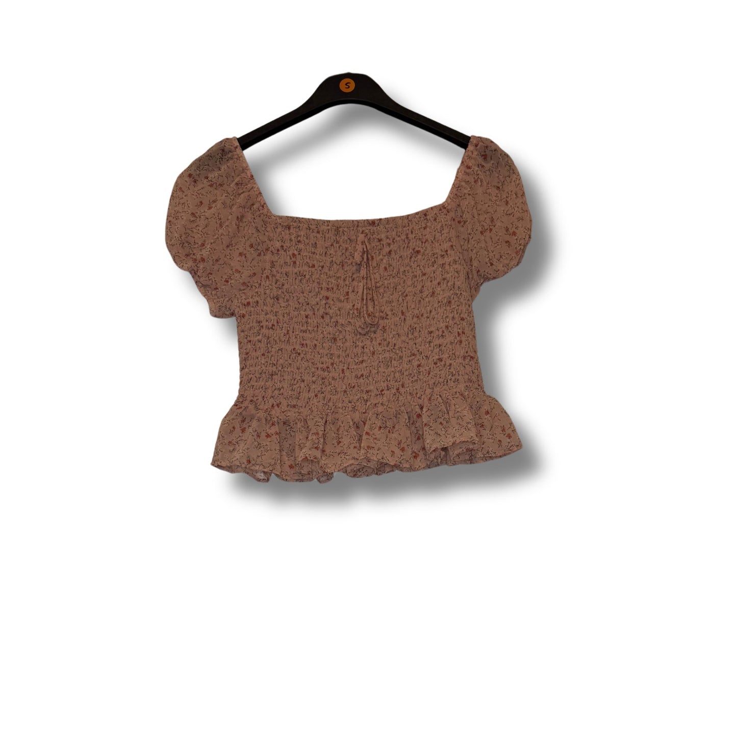 ACTIVE USA - Floral print cropped blouse featuring ruched detailing size S