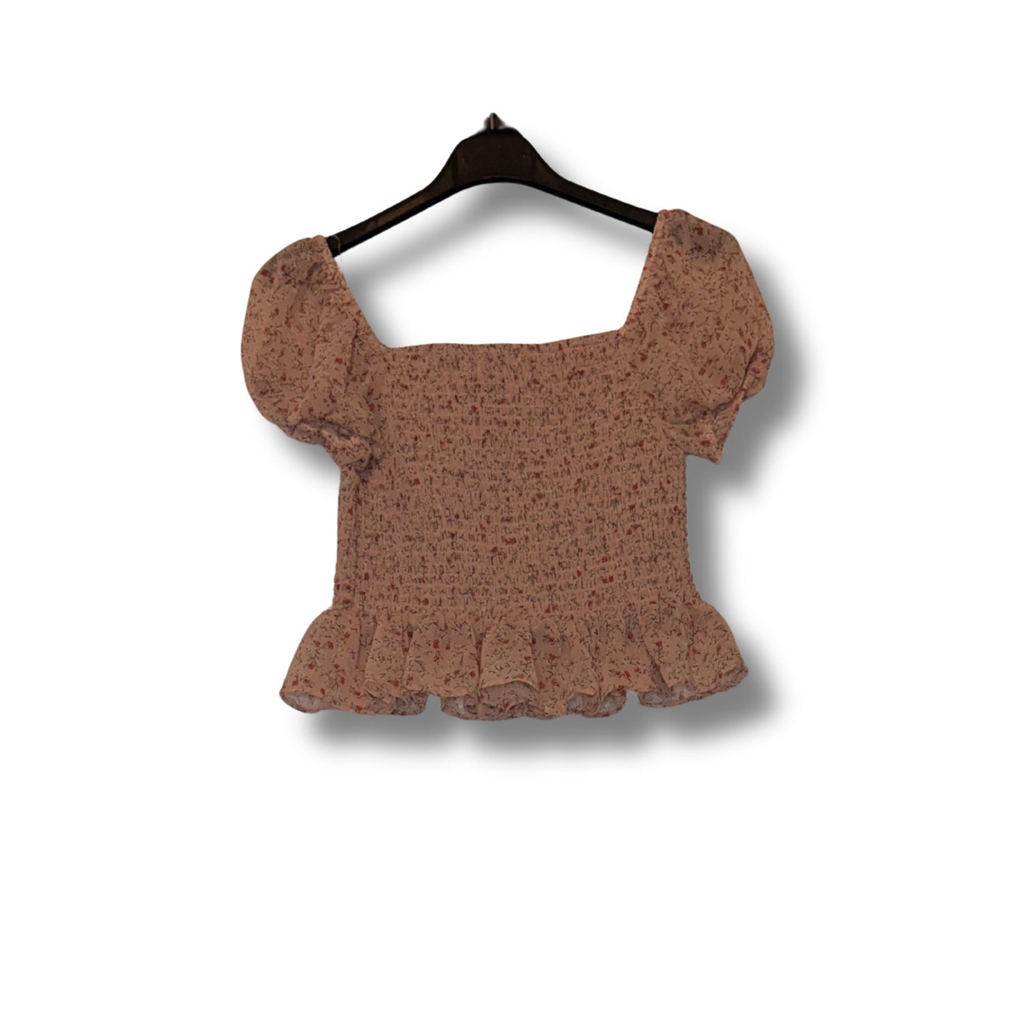 ACTIVE USA - Floral print cropped blouse featuring ruched detailing size S