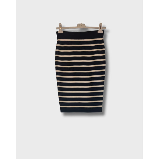 XOXO – Falda midi de punto a rayas, corte lápiz, talla S