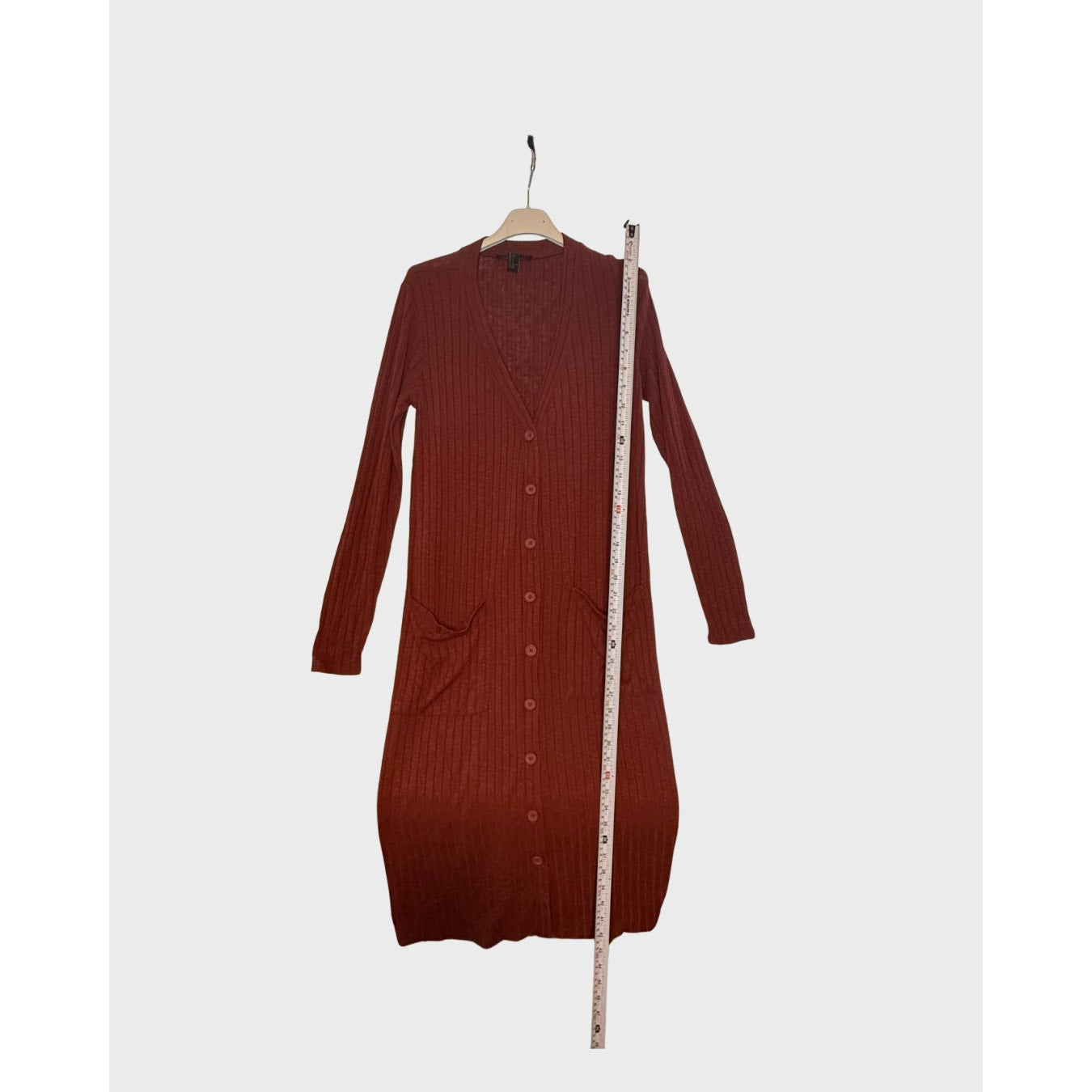 Jersey largo de punto acanalado vino tinto- Forever 21