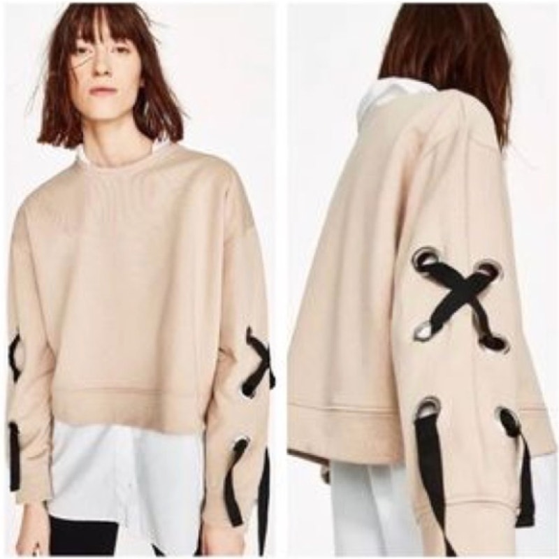 Sudadera corta Zara con lazo para Mujer