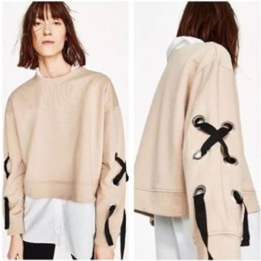 Sudadera corta Zara con lazo para Mujer