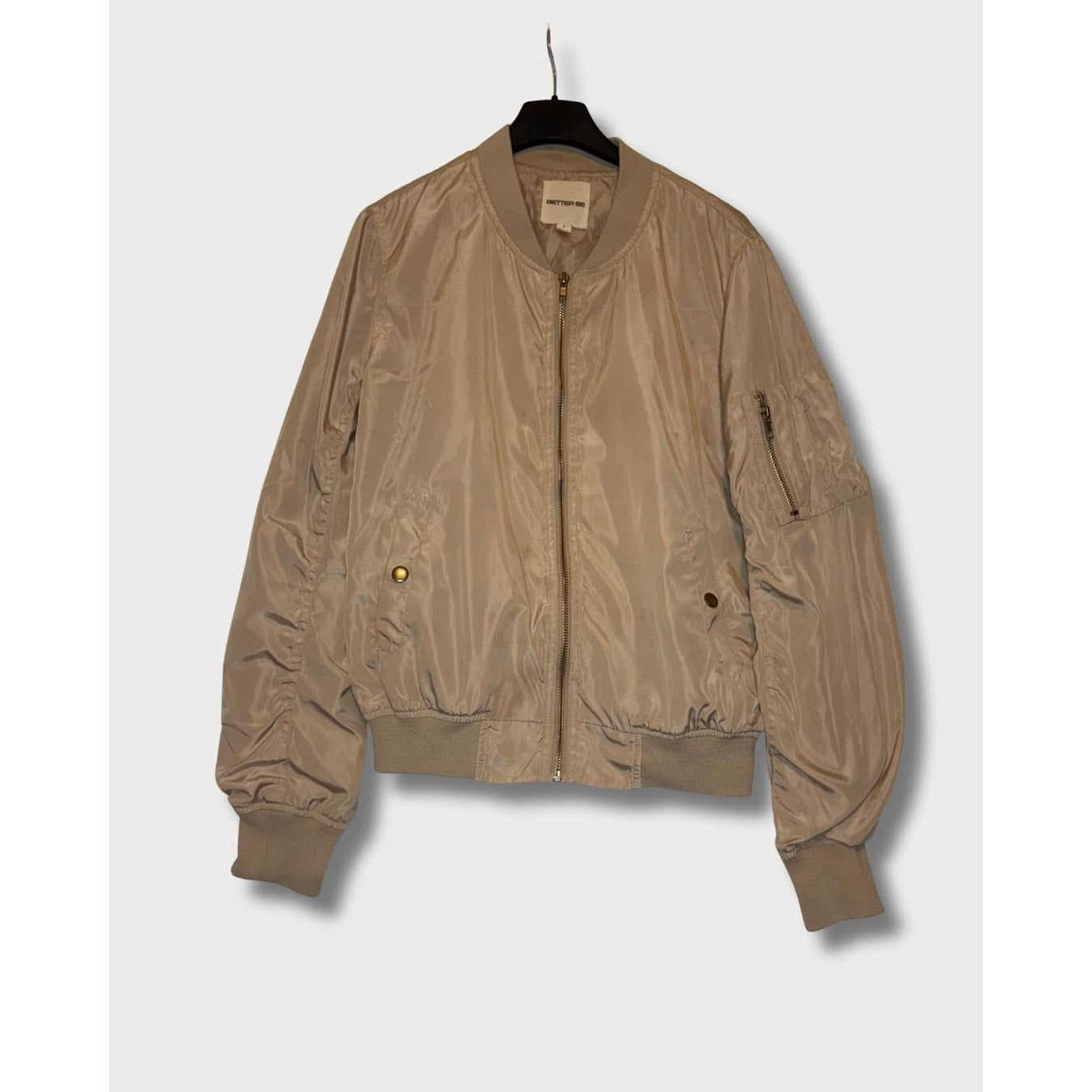 BETTER BE - bomber jacket color beige para mujer talla S