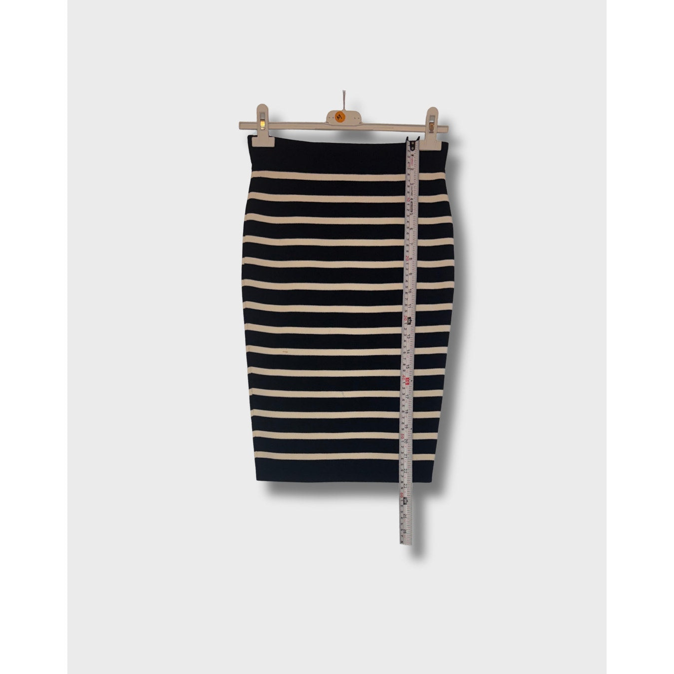 XOXO – Falda midi de punto a rayas, corte lápiz, talla S