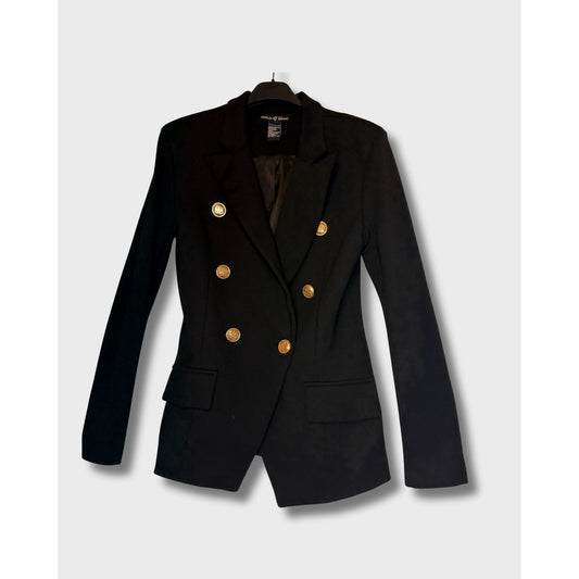Attitude Unknown - Blazer negro cruzado con botones dorados Talla Xs