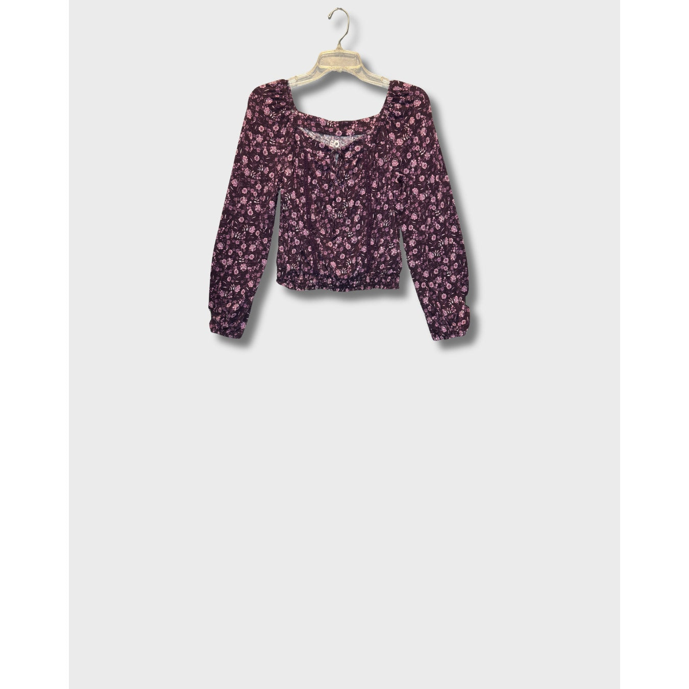 Blusa vinotinto tela fruncida manga larga