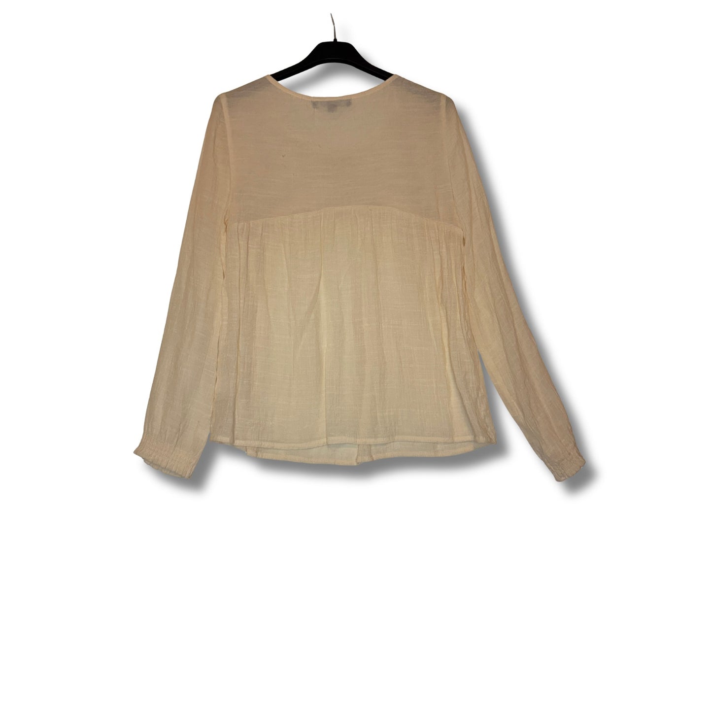 LIVING DOLL - Blusa de manga larga estilo boho con detalles bordados talla XS