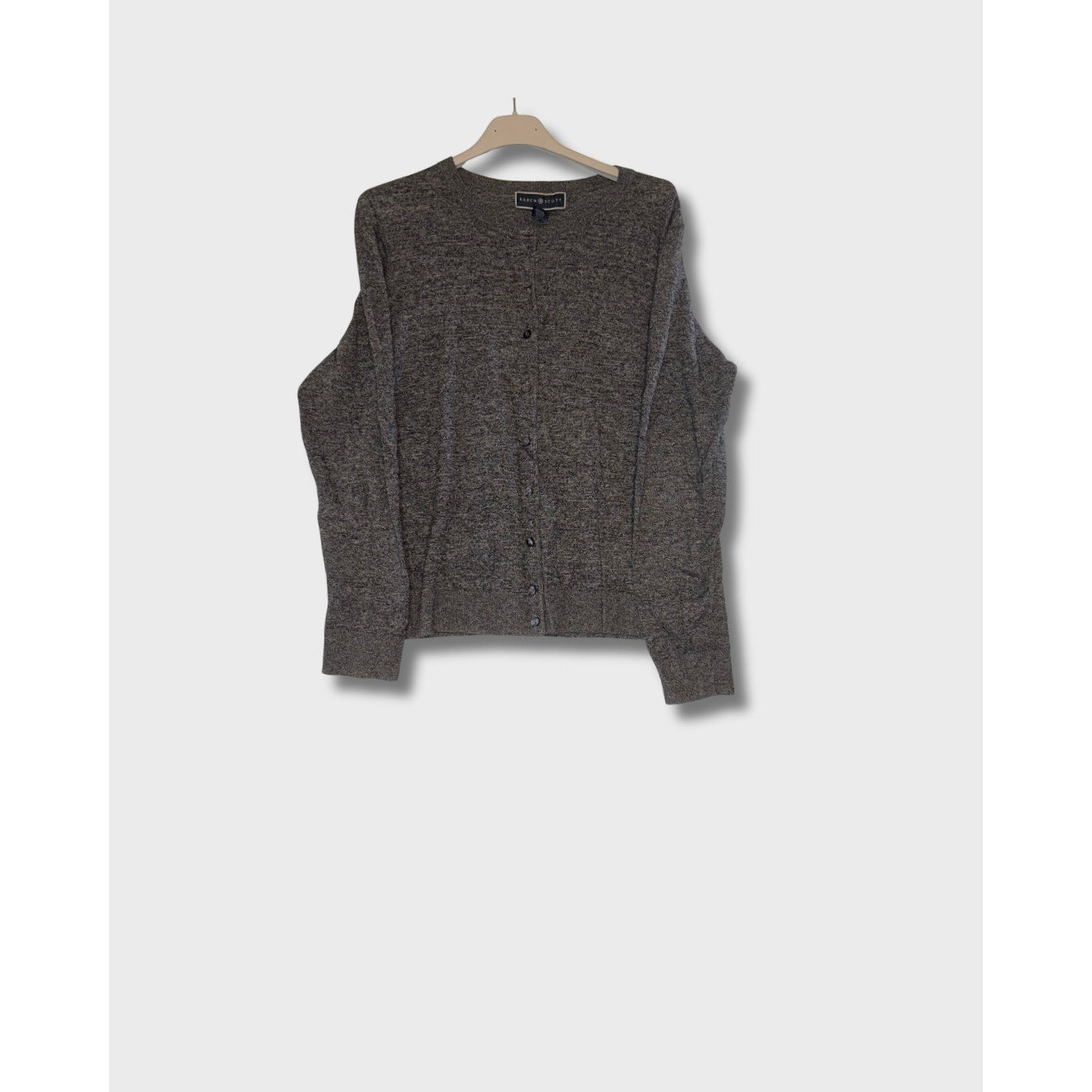 Suéter tipo cárdigan gris carbón de Karen Scott - Talla mediana para mujer